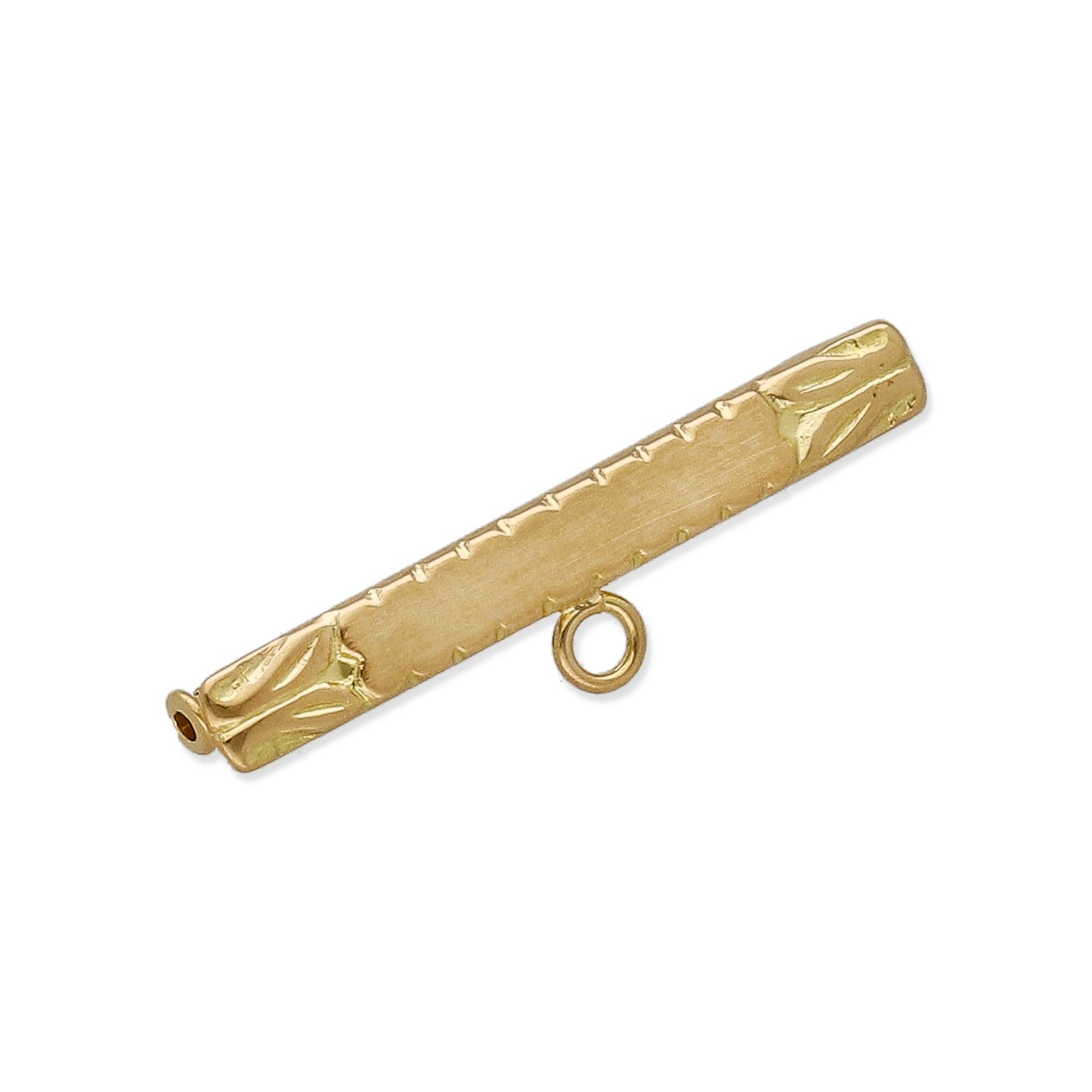 Imperdible Bebé de Barra Mate con Bordes Ornamentados en Oro Amarillo 18K