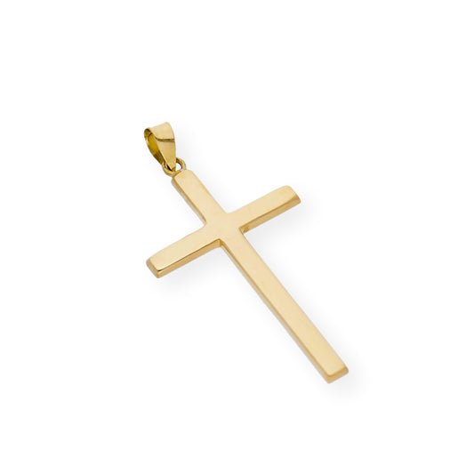 Colgante Cruz Grande Plana Cuadrada en Oro 18K