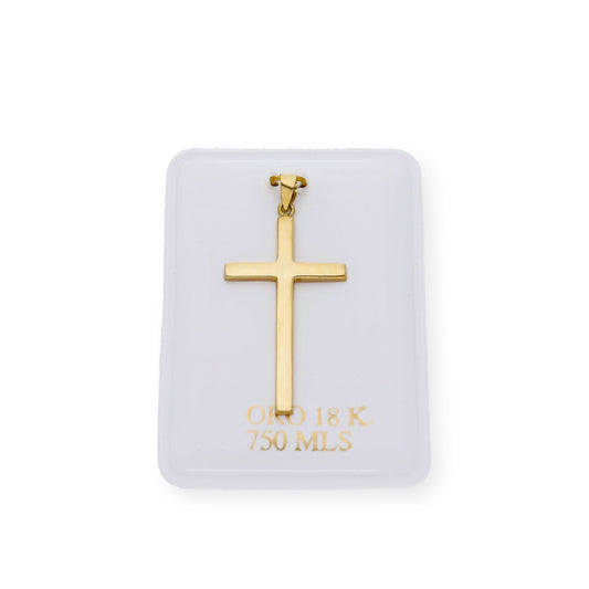 Colgante Cruz Grande Plana Cuadrada en Oro 18K