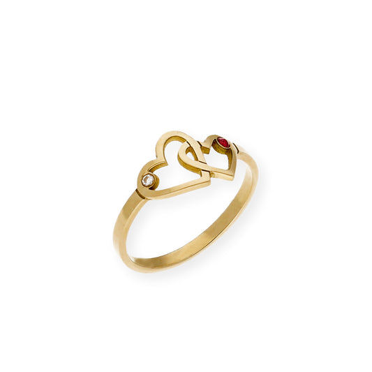 Anillo I LOVE MAMÁ en Oro 18k Diamante y Rubí