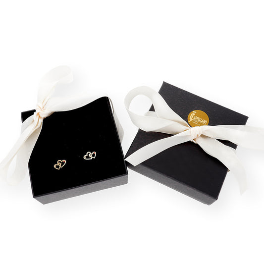 Pendientes I LOVE con Diamante y Rubí en Oro 18k