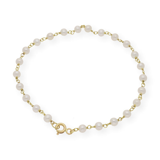 Pulsera de Primera Comunión en Oro y Perlas Naturales
