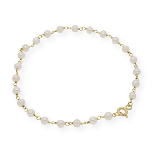 Pulsera de Primera Comunión en Oro y Perlas Naturales