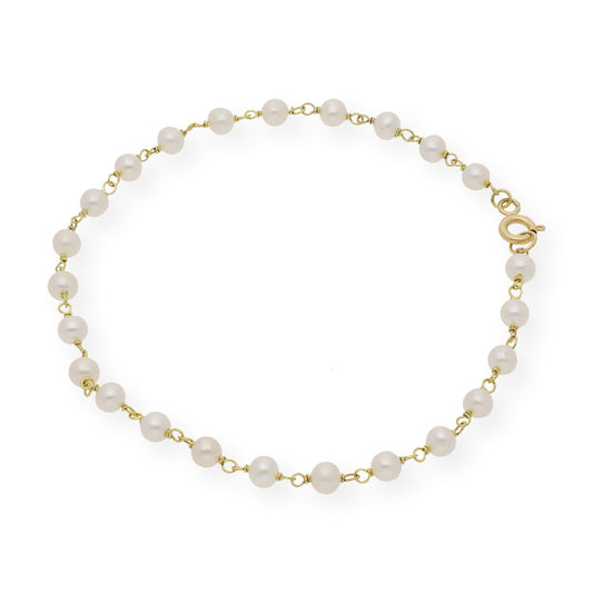 Pulsera de Primera Comunión en Oro y Perlas Naturales