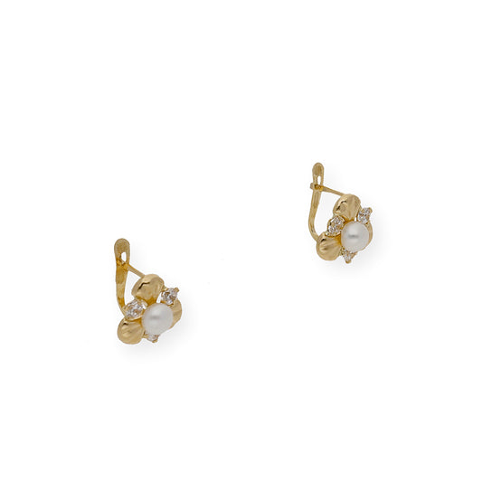 Conjunto Alba de Pendientes y Sortija en Oro 18k, perlas y circonitas