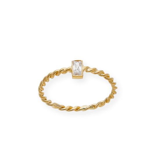 Anillo Irene en Oro 18k y Circonita entrelazado