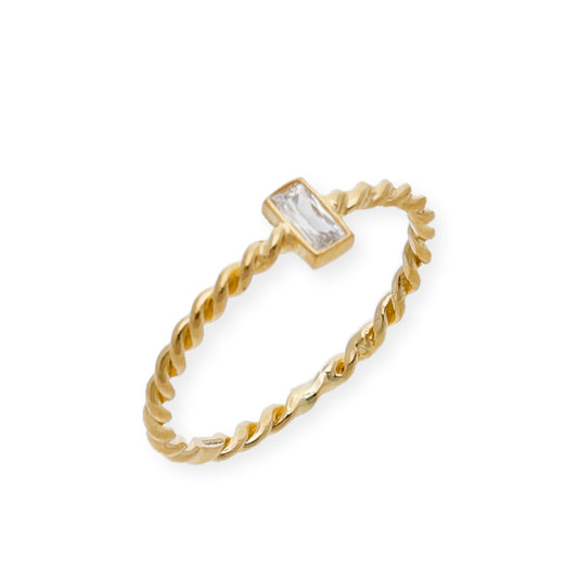 Anillo Irene en Oro 18k y Circonita entrelazado