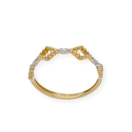 Anillo Abelia en Oro 18k y circonitas con diseño calado