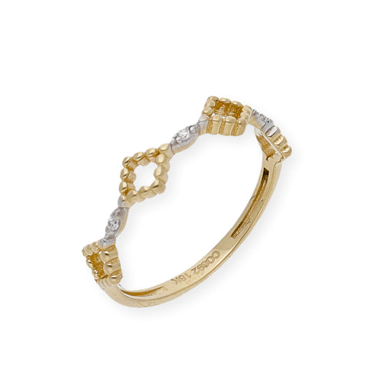 Anillo Abelia en Oro 18k y circonitas con diseño calado