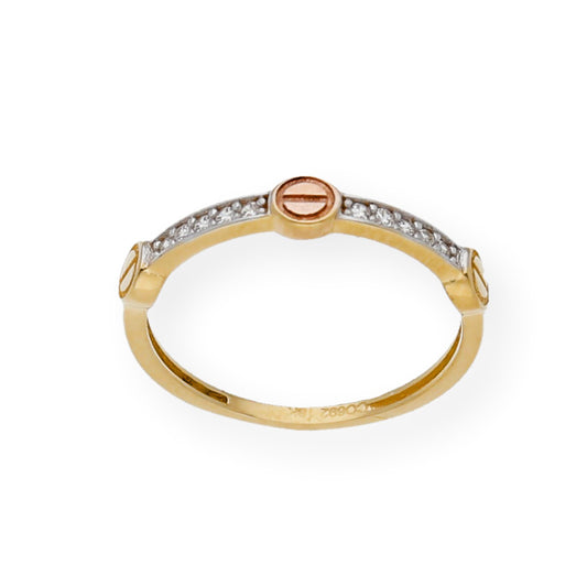 Anillo Tornillo en Oro 18k y Circonitas