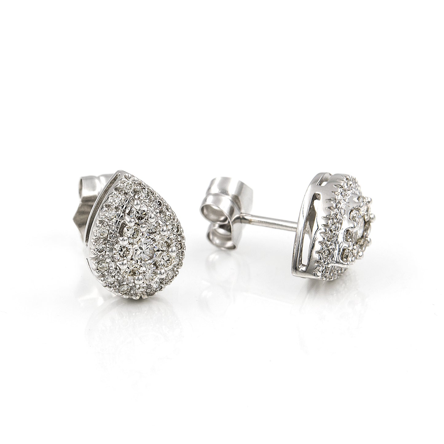 Pendientes de Oro Blanco 18 k y Diamantes Diseño de Lagrima