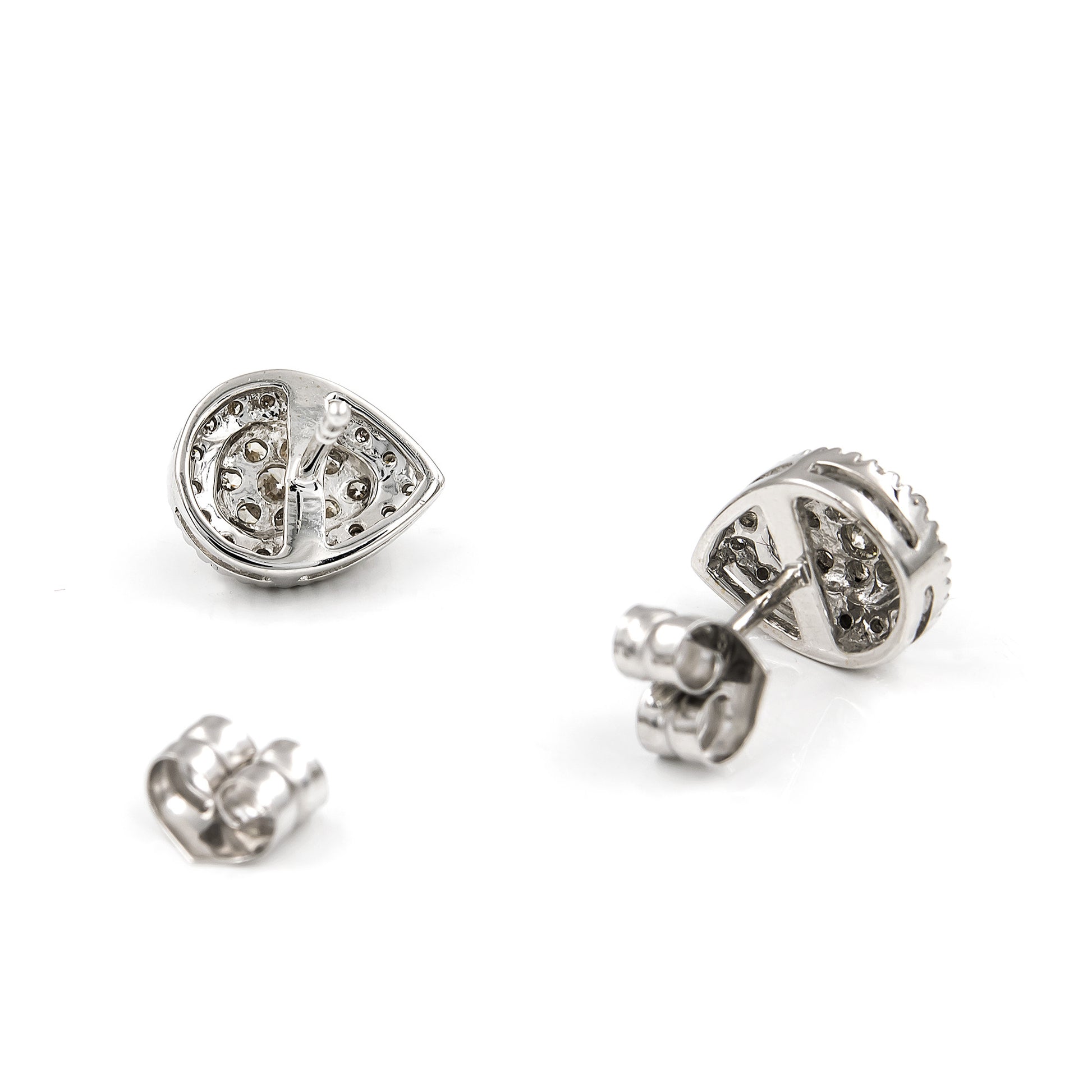 Pendientes de Oro Blanco 18 k y Diamantes Diseño de Lagrima