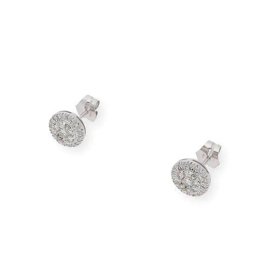 Pendientes de Oro Blanco 18 k y Diamantes Pressure setting
