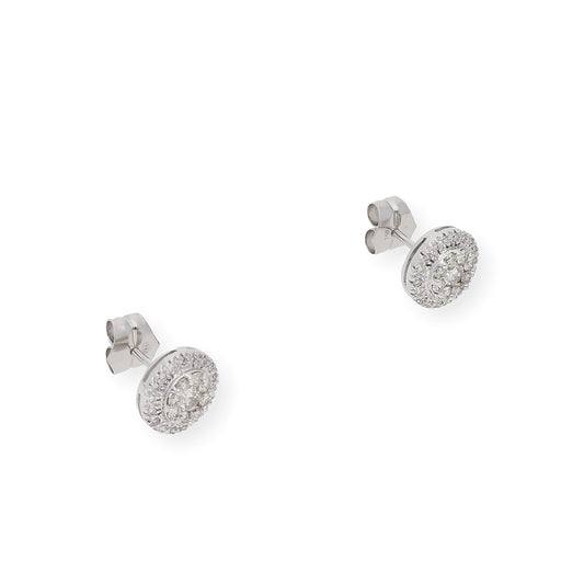 Pendientes de Oro Blanco 18 k y Diamantes Pressure setting