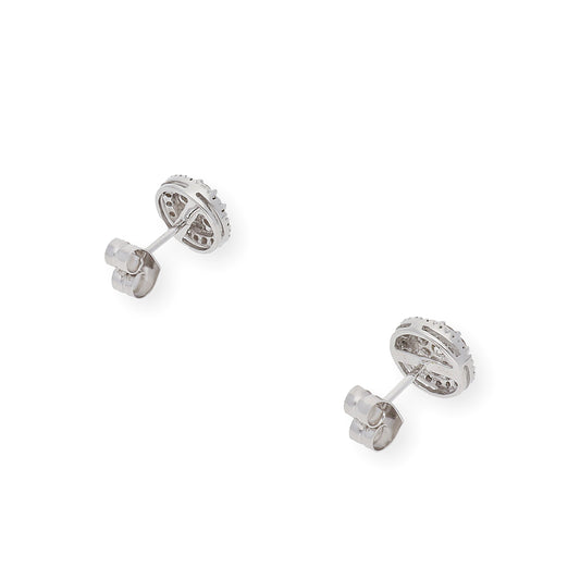 Pendientes de Oro Blanco 18 k y Diamantes Pressure setting