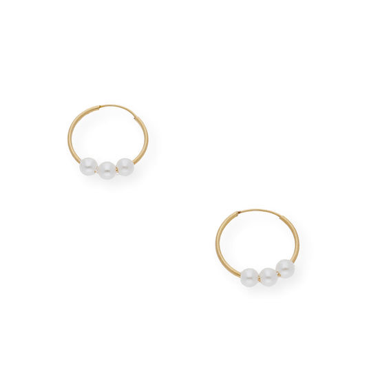 Pendientes Aro en Oro 18k y perlas