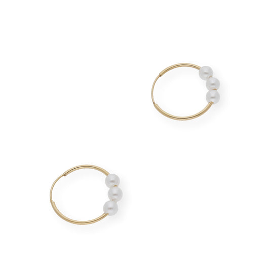 Pendientes Aro en Oro 18k y perlas