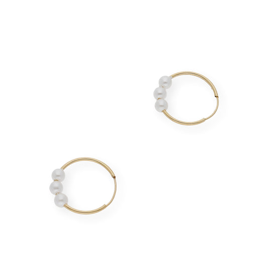Pendientes Aro en Oro 18k y perlas