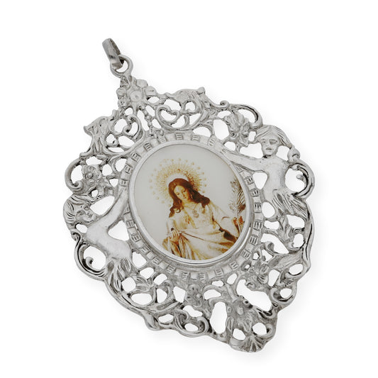 Medalla de cuna de plata de ley Santa Eulalia