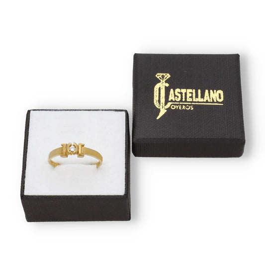 Anillo Tunsak en Oro de 18K con Circonita Central