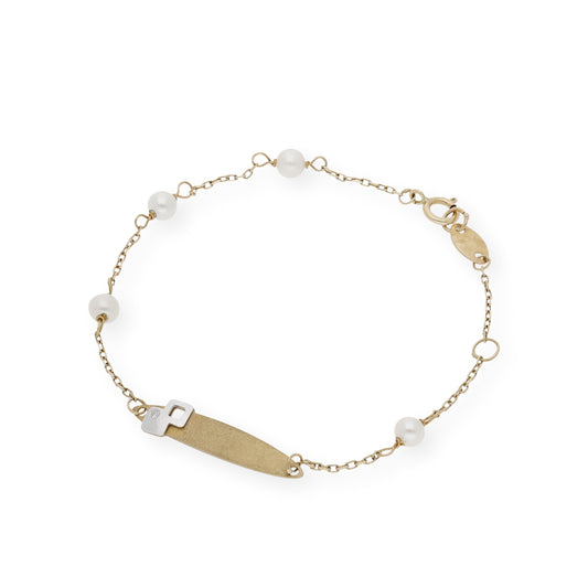 Esclava para Bebé en Oro con Perlas Cultivadas y Diamante