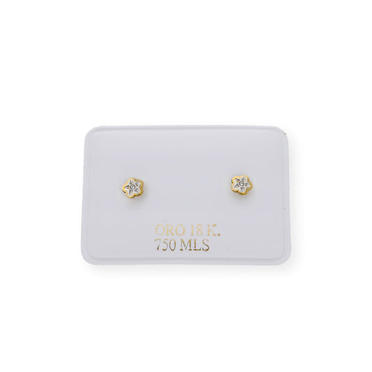 Pendientes estrella Diseño Minimalista en Oro 18k
