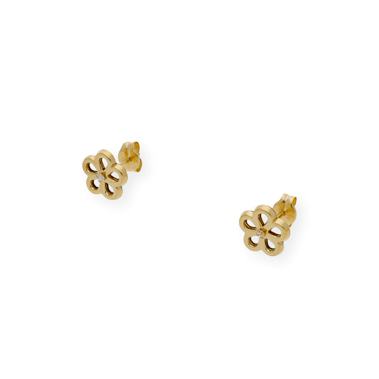 Pendientes flor Diseño Minimalista en Oro 18k