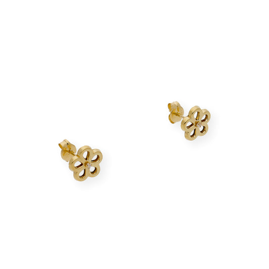 Pendientes flor Diseño Minimalista en Oro 18k