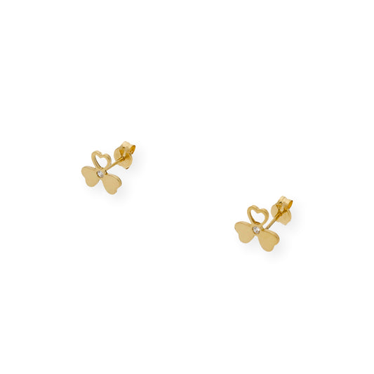 Pendientes Trébol Diseño Minimalista en Oro 18k