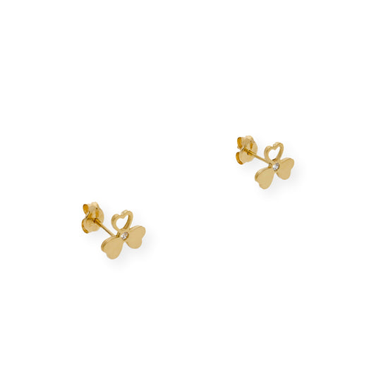 Pendientes Trébol Diseño Minimalista en Oro 18k