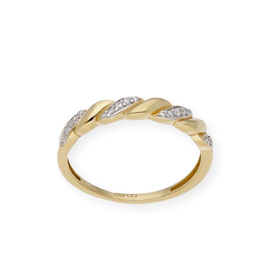 Anillo Cintia en Oro de Ley 18k combinado y Circonitas