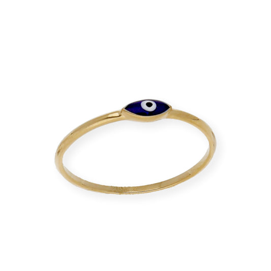 Anillo Ojo Turco en Oro de Ley 18k y Esmaltado a Fuego