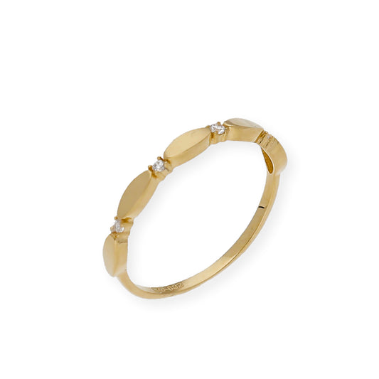Anillo Óvalo en Oro de ley 18k y Circonitas