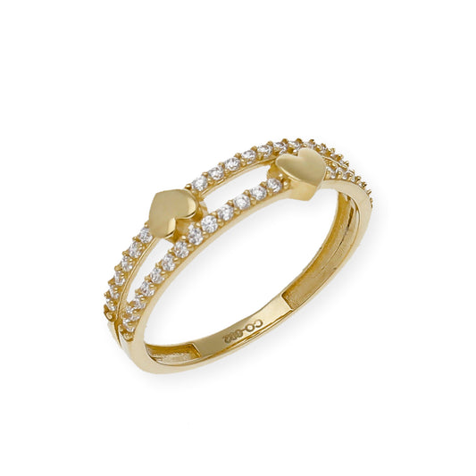 Anillo Tiara en Oro de Ley 18k y Circonitas