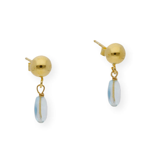 Pendientes en plata de Ley 925 y baño de Oro 18 kt con Topacios azules