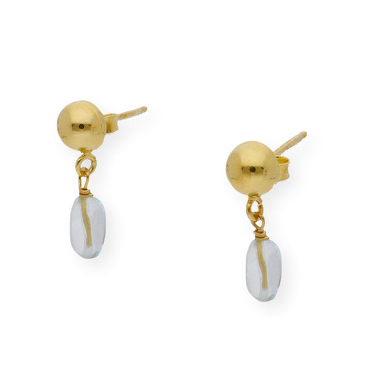Pendientes en plata de Ley 925 y baño de Oro 18 kt con Topacios azules