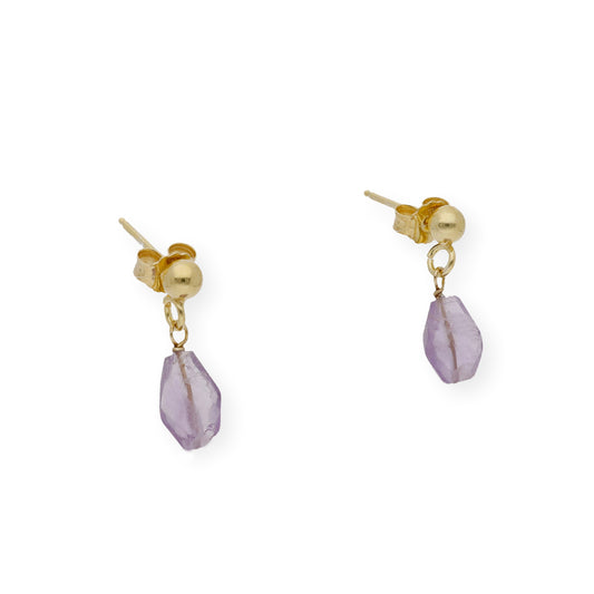 Pendientes en plata de Ley 925 y baño de Oro 18 kt con Amatistas