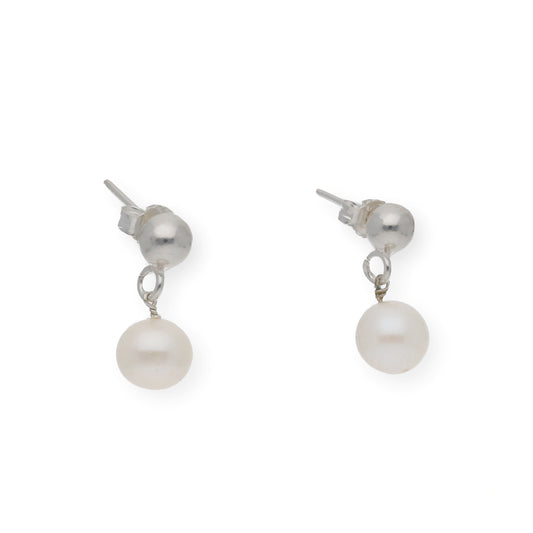 Pendientes en plata de Ley 925 con perlas de agua dulce