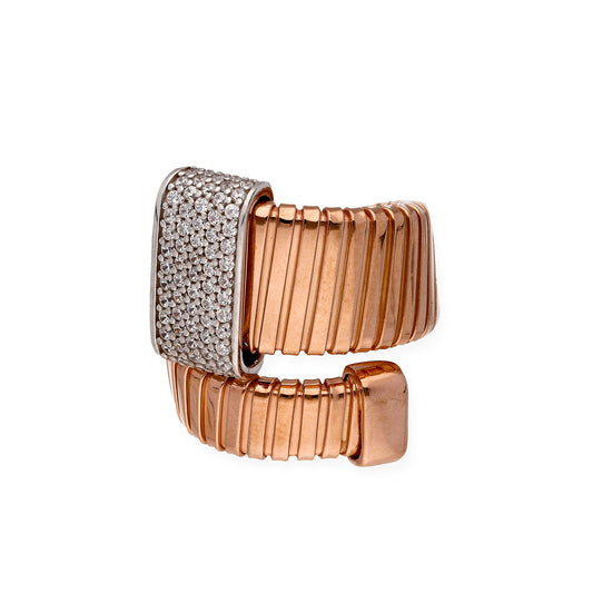 Anillo Tubo de Gas Plano en Plata 925 con Baño de Oro Rosa 18k