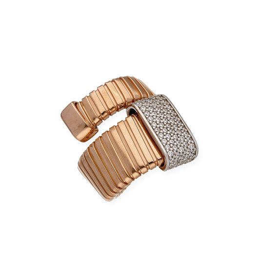 Anillo Tubo de Gas Plano en Plata 925 con Baño de Oro Rosa 18k