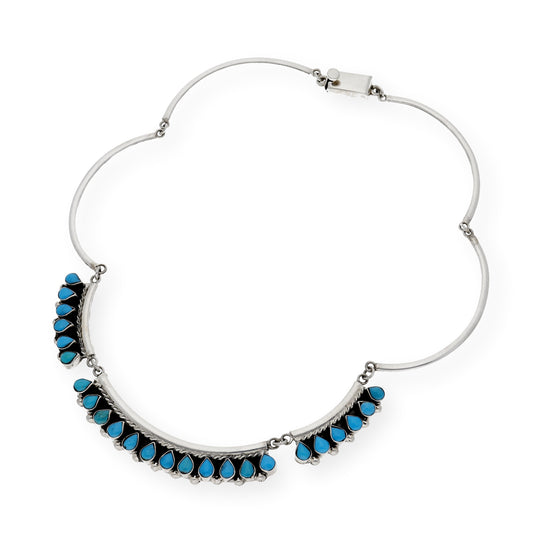 Collar Astu Étnico Tibetano plata de Ley 925 con Turquesas Forma Lagrima