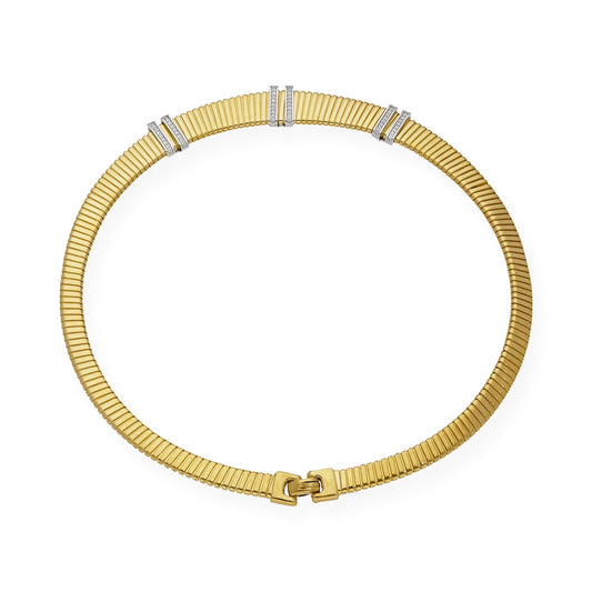 Collar Tubo de Gas en Plata 925 con Baño de Oro 18k y Circonitas