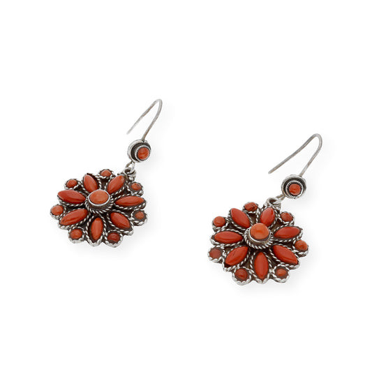 Pendientes Aime Étnicos Tibetanos plata de Ley 925 con Corales