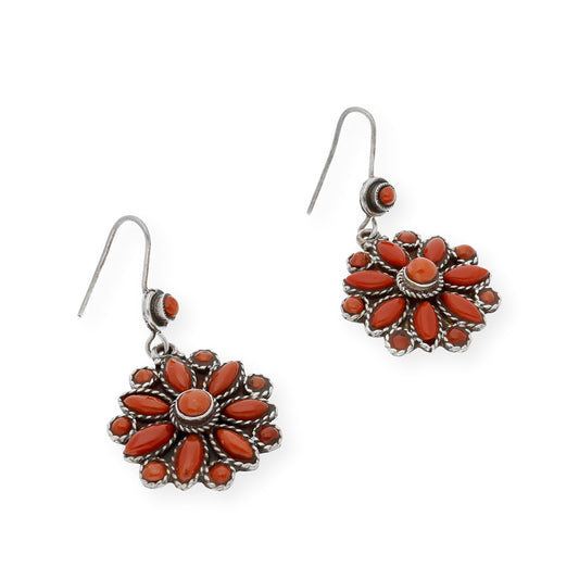 Pendientes Aime Étnicos Tibetanos plata de Ley 925 con Corales