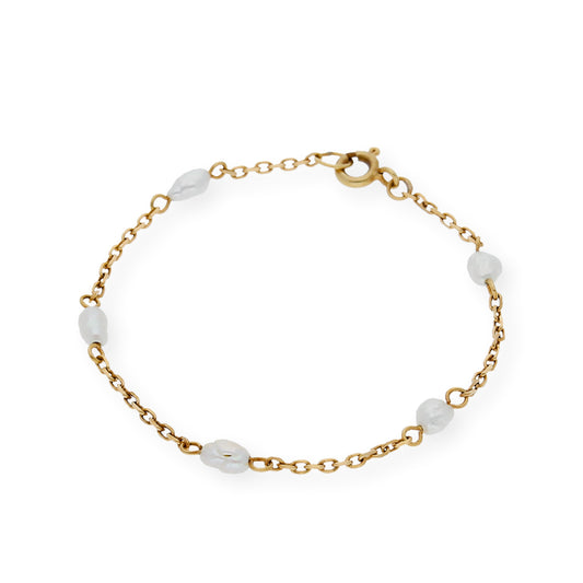 Pulsera de Bebé con Perlas barrocas y Oro de ley 18k