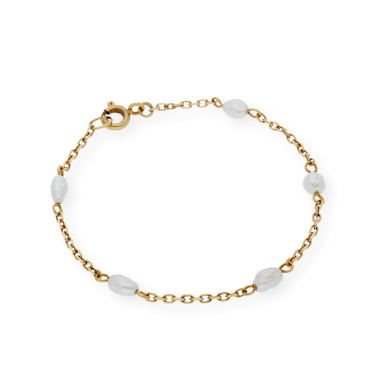 Pulsera de Bebé con Perlas barrocas y Oro de ley 18k