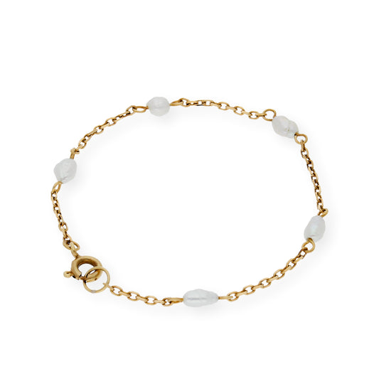 Pulsera de Bebé con Perlas barrocas y Oro de ley 18k