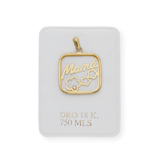 Colgante Mamá en Oro 18k y Circonitas con Diseño de Nubes