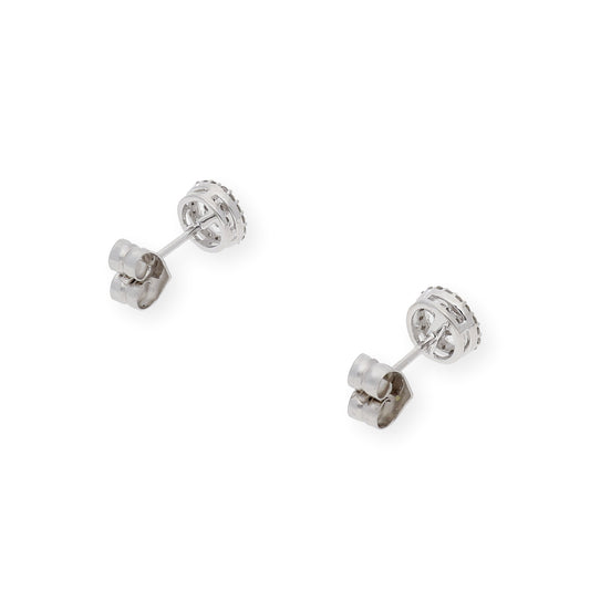 Pendientes Dormilona de Oro Blanco 18K y Diamantes