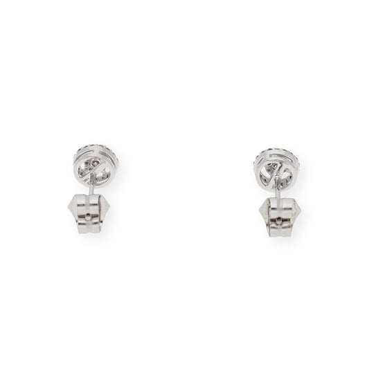 Pendientes Dormilona de Oro Blanco 18K y Diamantes